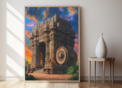 Affiche Temple Solaire de Konark – Poster Architecture de Char à Héritage Indien