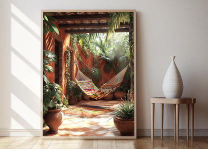 Affiche Décor Patio Guatémaltèque – Poster Illustré Motif Maya