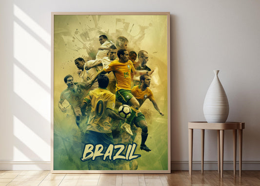 Affiche Équipe de Football Brésil – Art Sportif Énergique pour Fans