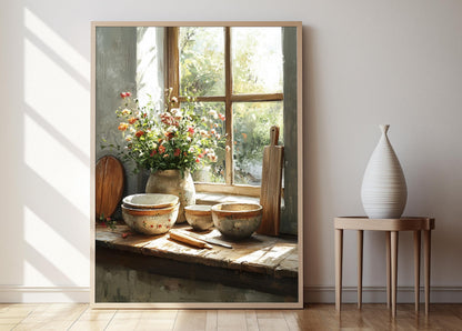 Affiche Cuisine Suédoise – Poster Bols en Grès Rustiques, Décor Nordique