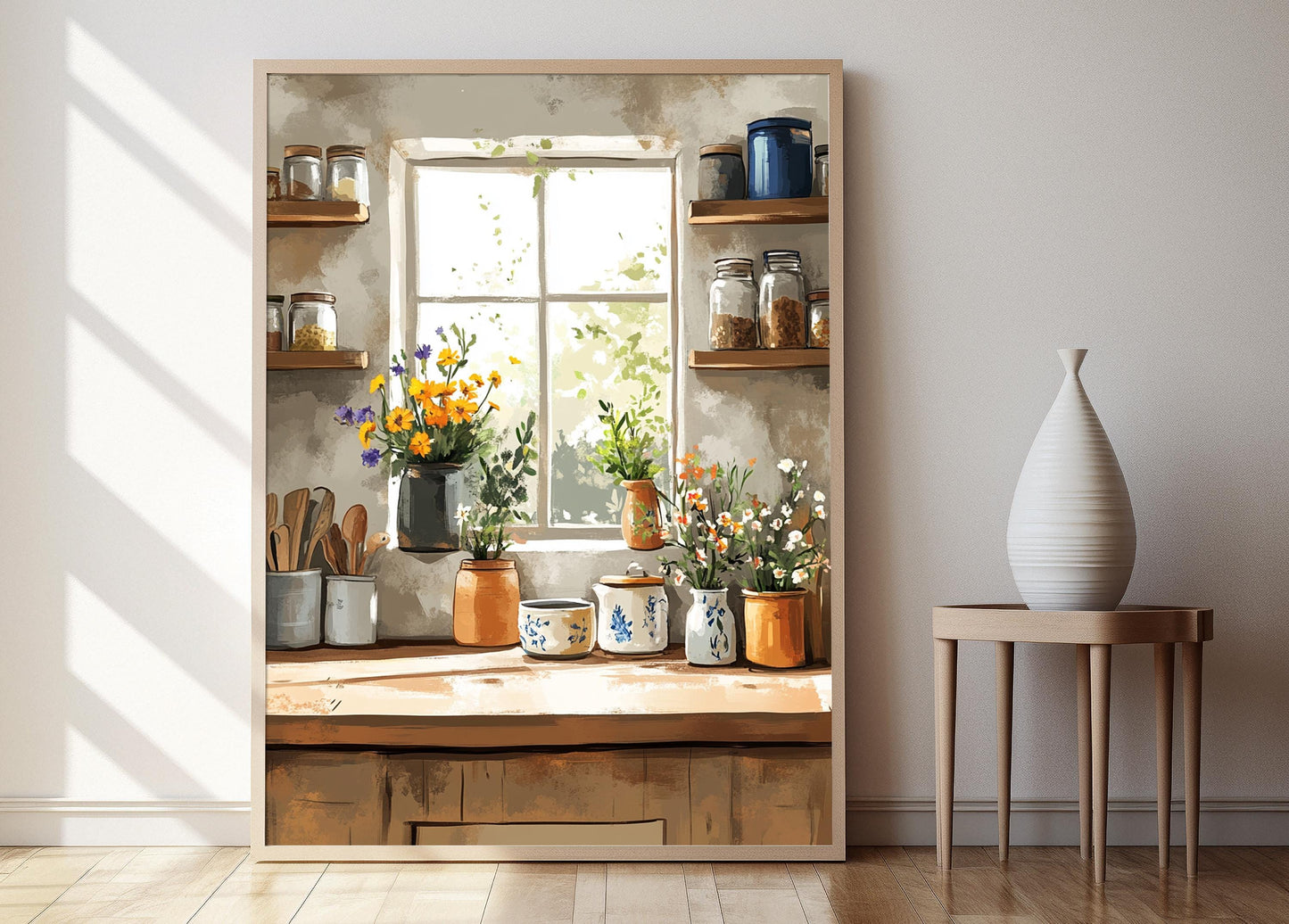 Affiche Cuisine Danoise – Poster Décor Nordique Rustique, Vaisselle en Céramique