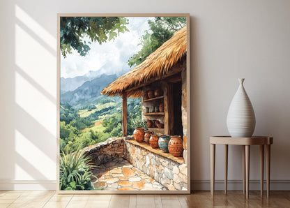 Affiche Maison de Montagne Hondurienne – Poster Art Lenca Rustique