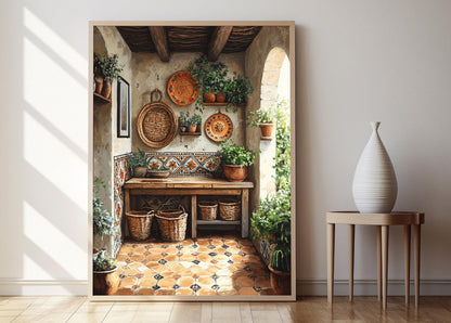Affiche Art de Cuisine Pakistanaise – Poster Décor Charpai et Panier Tissé
