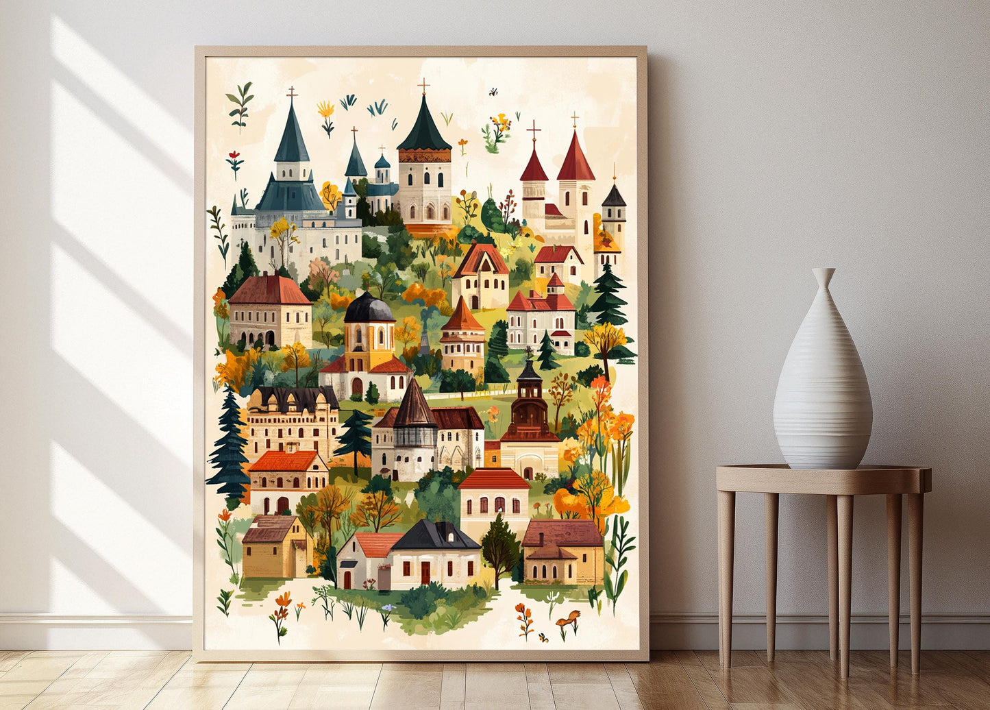Affiche Village de Moldavie – Poster Illustration d'Architecture Européenne