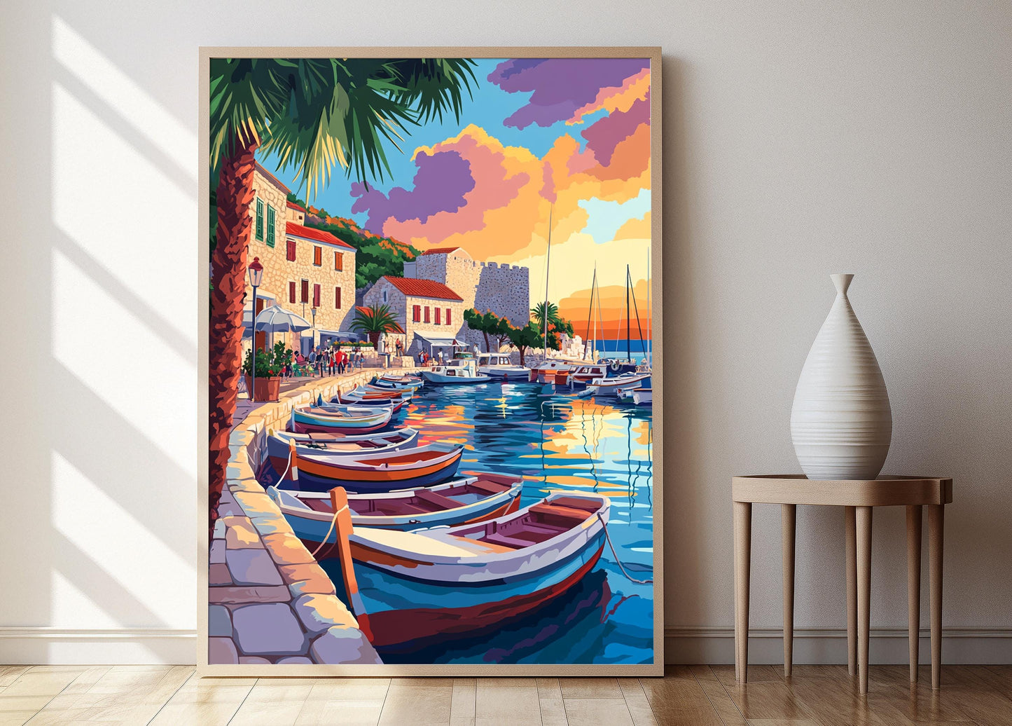 Affiche Côte croate – Illustration colorée du port de Split