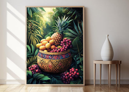 Affiche Panier Tissé Indonésien – Poster Art de l'Artisanat Traditionnel