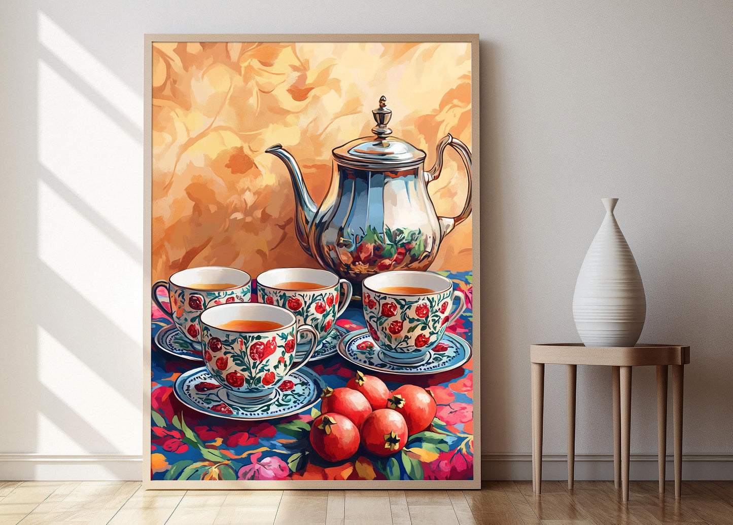 Affiche Art de la Céramique Iranienne – Poster Set de Thé Grenade