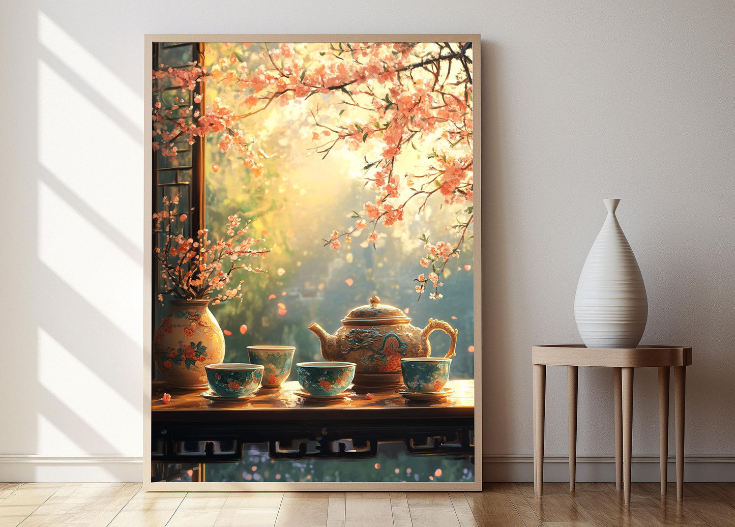 Affiche Cérémonie du Thé Chinois – Poster Illustration de Tasse Dragon