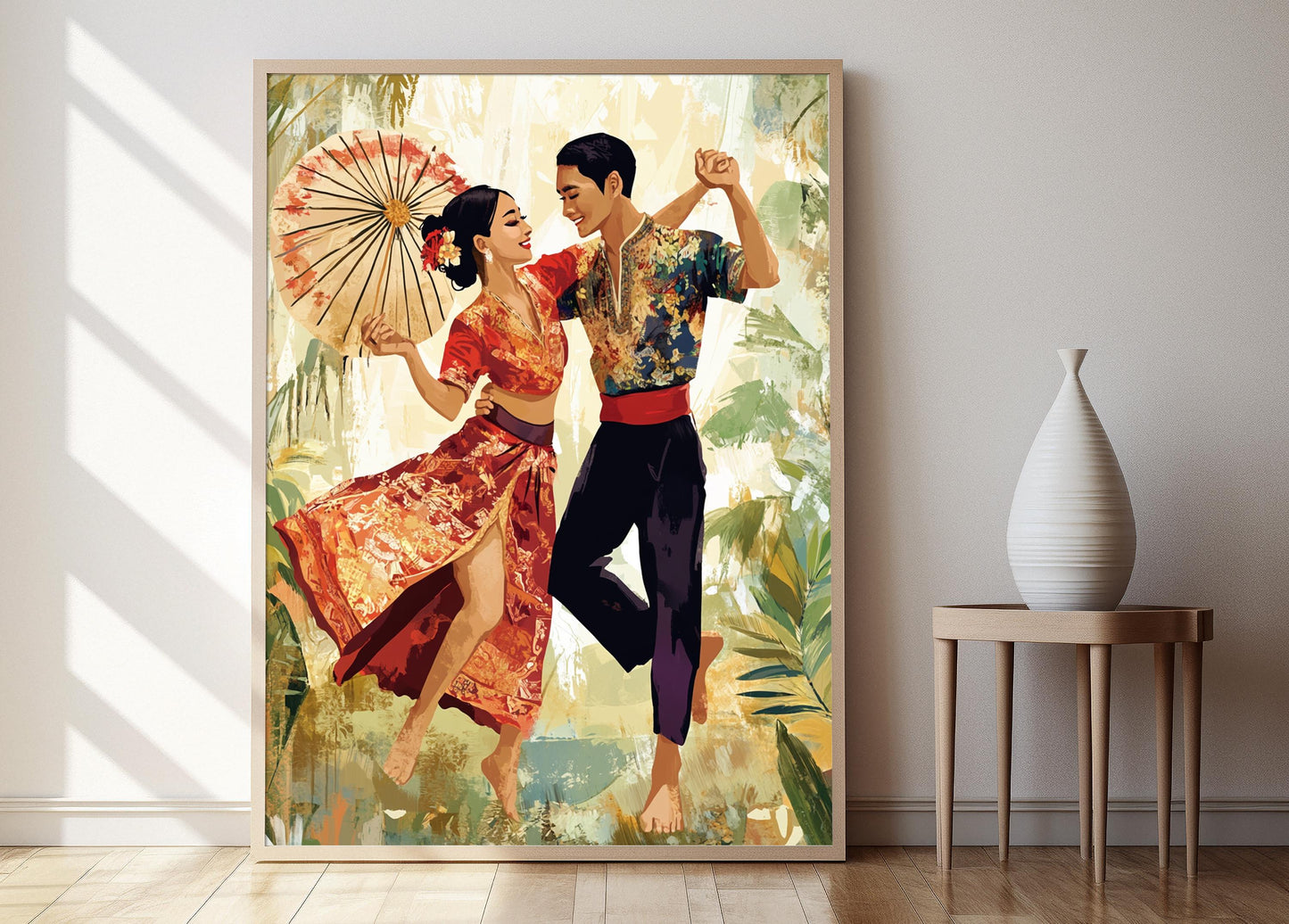 Affiche Danse Legong – Poster Couple Indonésien en Pleine Danse