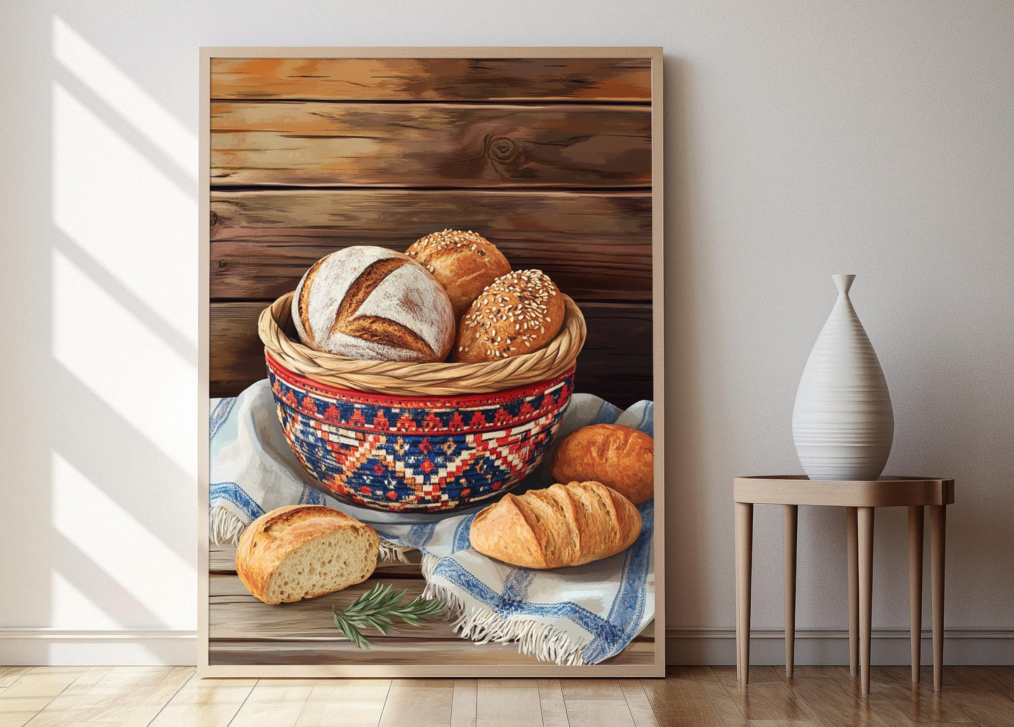 Affiche Panier à Pain Bulgare – Poster Décor Folk de Cuisine
