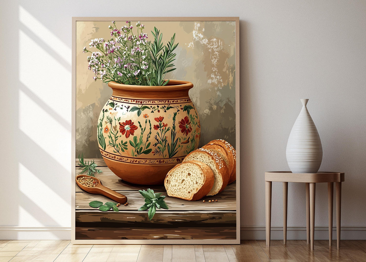 Affiche en Terre Cuite Bulgare – Poster Décor Floral Rustique pour Cuisine
