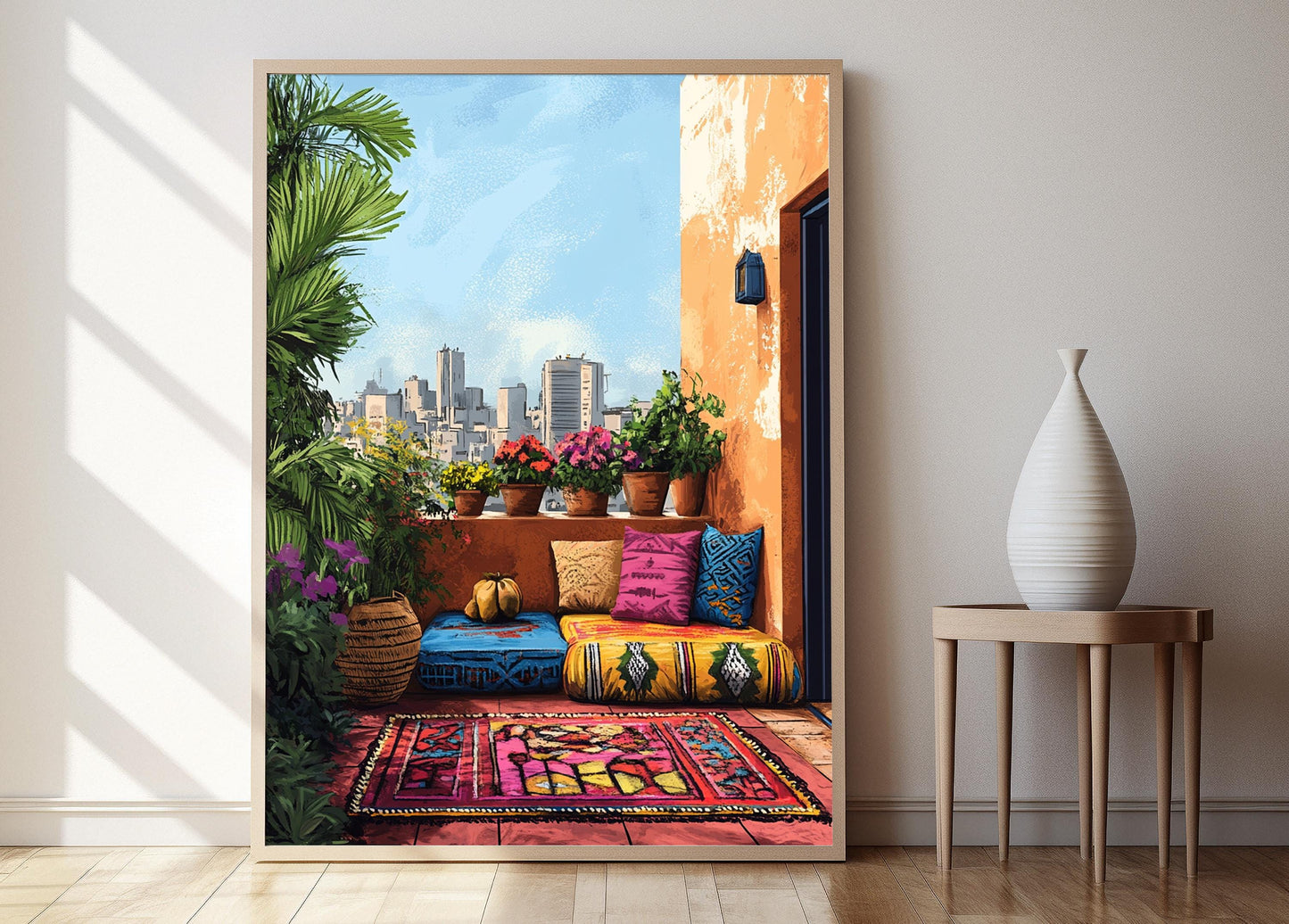 Affiche Art Patios Sénégalais – Poster Décor Coussin Imprimé Wax