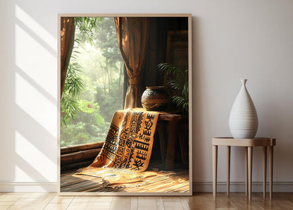 Affiche Art en Écorce d'Ouganda – Poster avec Motif Rustique