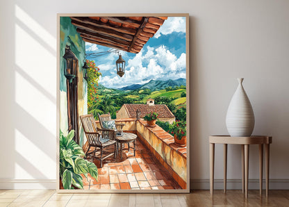 Affiche Trinidad et Tobago – Poster Art de Patio Rustique des Caraïbes