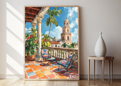 Affiche Terrasse Havane – Poster Art Tropicale Décor