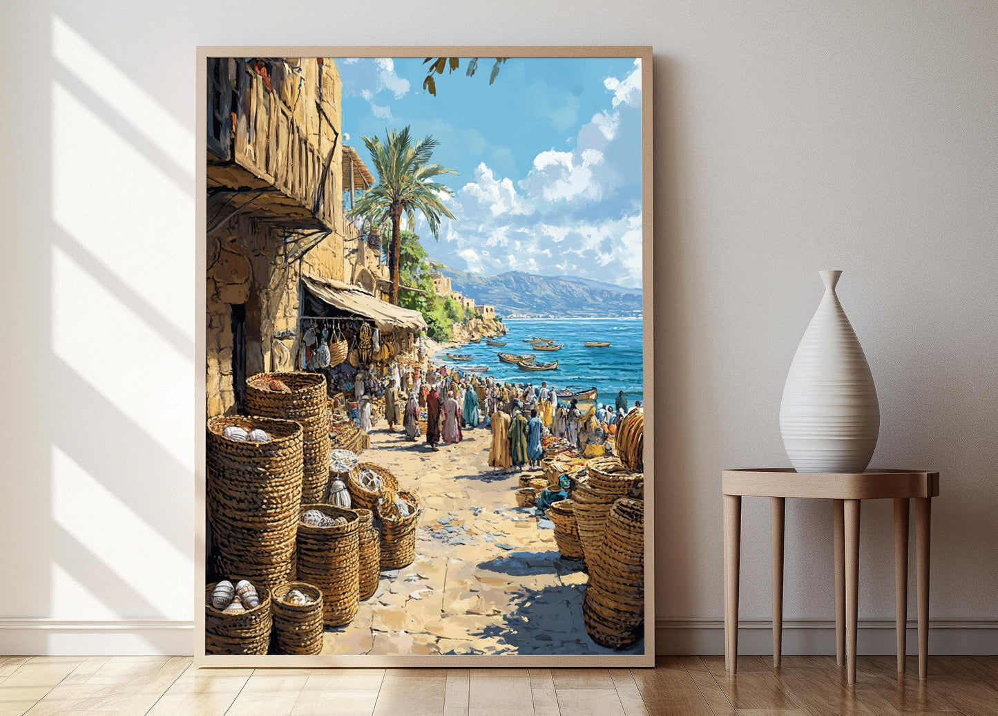 Affiche Latakia Bazaar – Impression artistique des artisans côtiers syriens