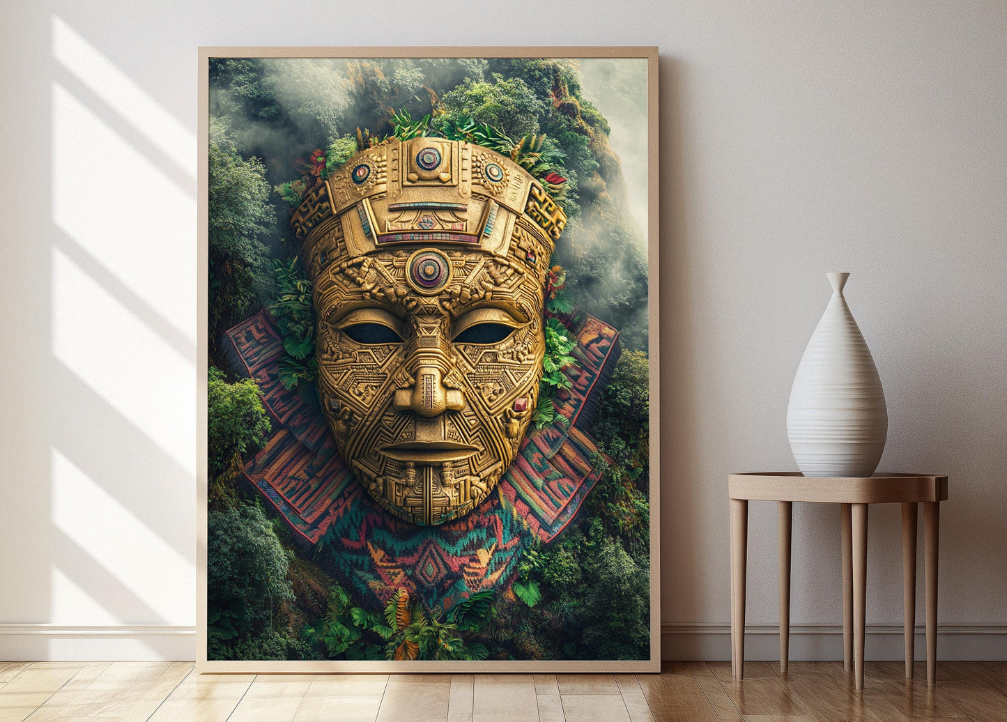 Affiche Masque Inca Doré – Poster Mystique des Andes