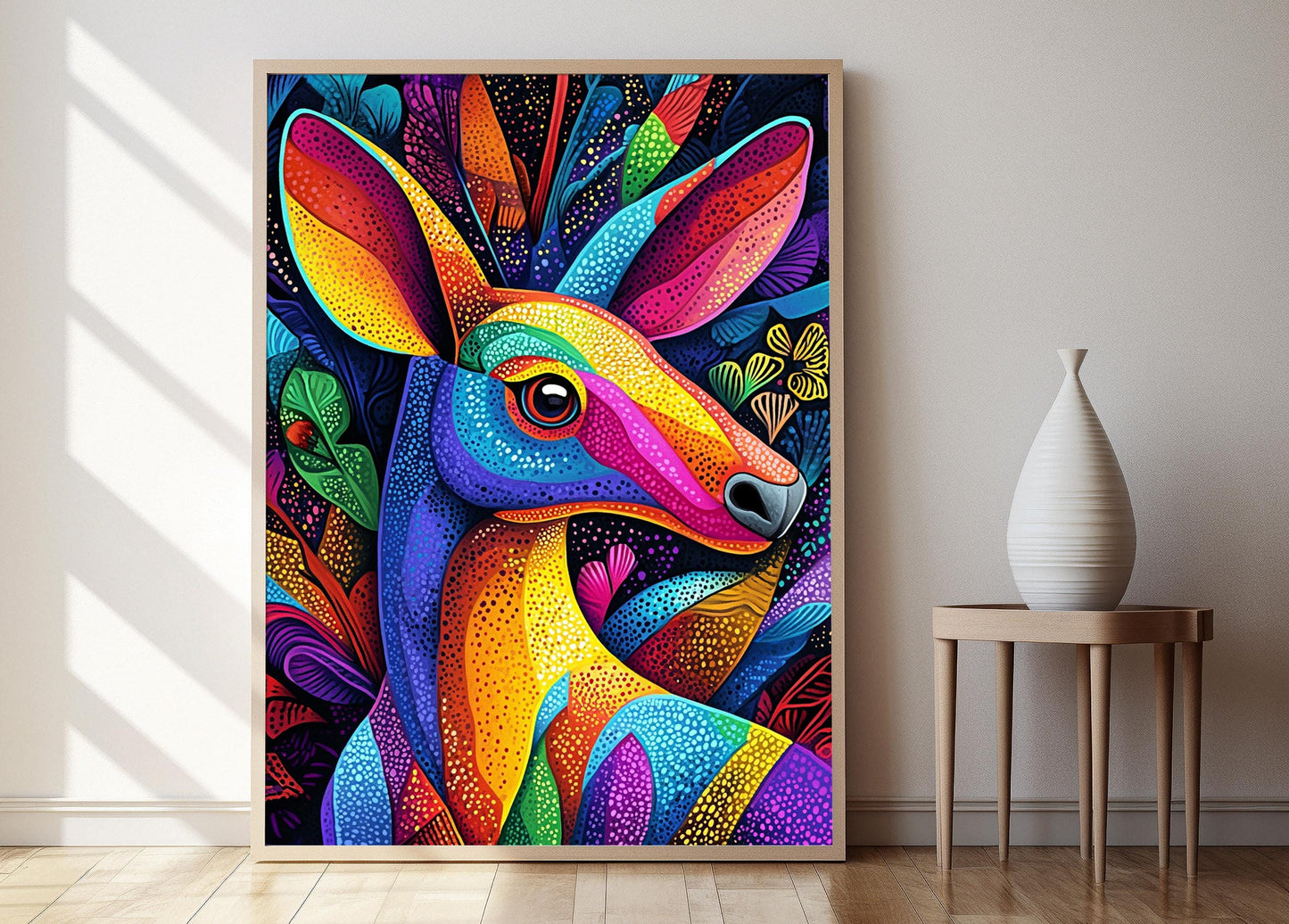 Affiche Kangourou Tinga Tinga – Illustration Colorée de la Faune Tanzanienne