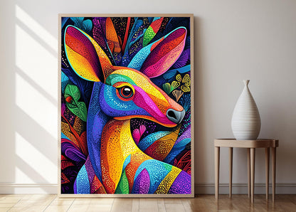 Affiche Kangourou Tinga Tinga – Illustration Colorée de la Faune Tanzanienne