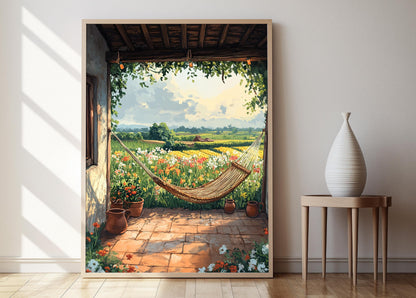 Affiche Terrasse Jessore – Poster Art Jute Hammock Bangladesh