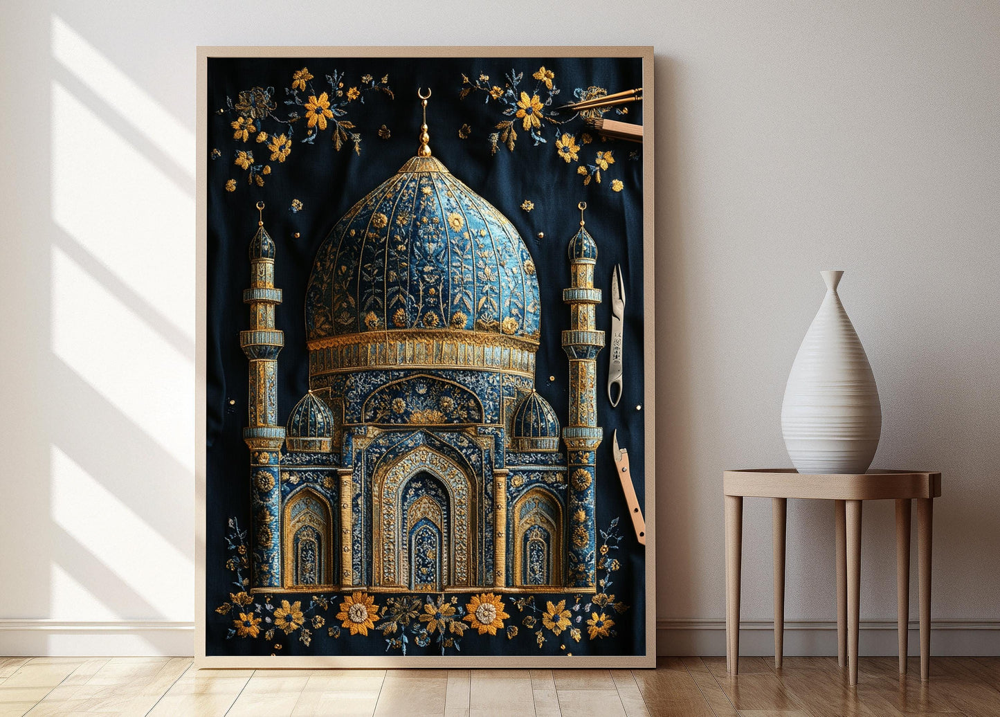 Affiche Mosquée Islamique – Impression Brodée de Patrimoine Oriental