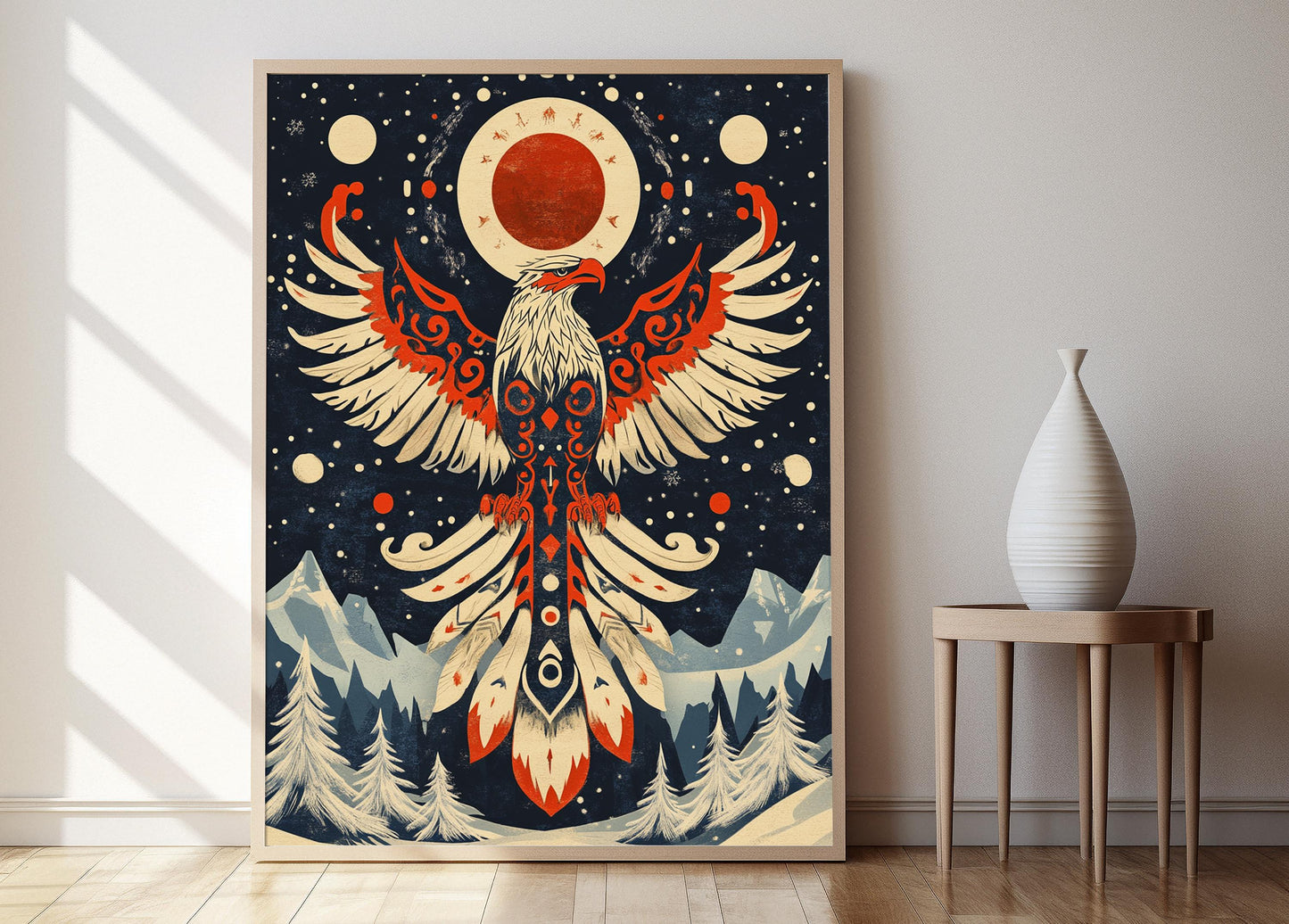 Affiche Yakut – Poster Art Traditionnel avec Aigle et Cheval