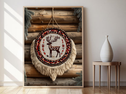 Affiche Art Élégante – Poster Décor Traditionnel avec Renne Yakut