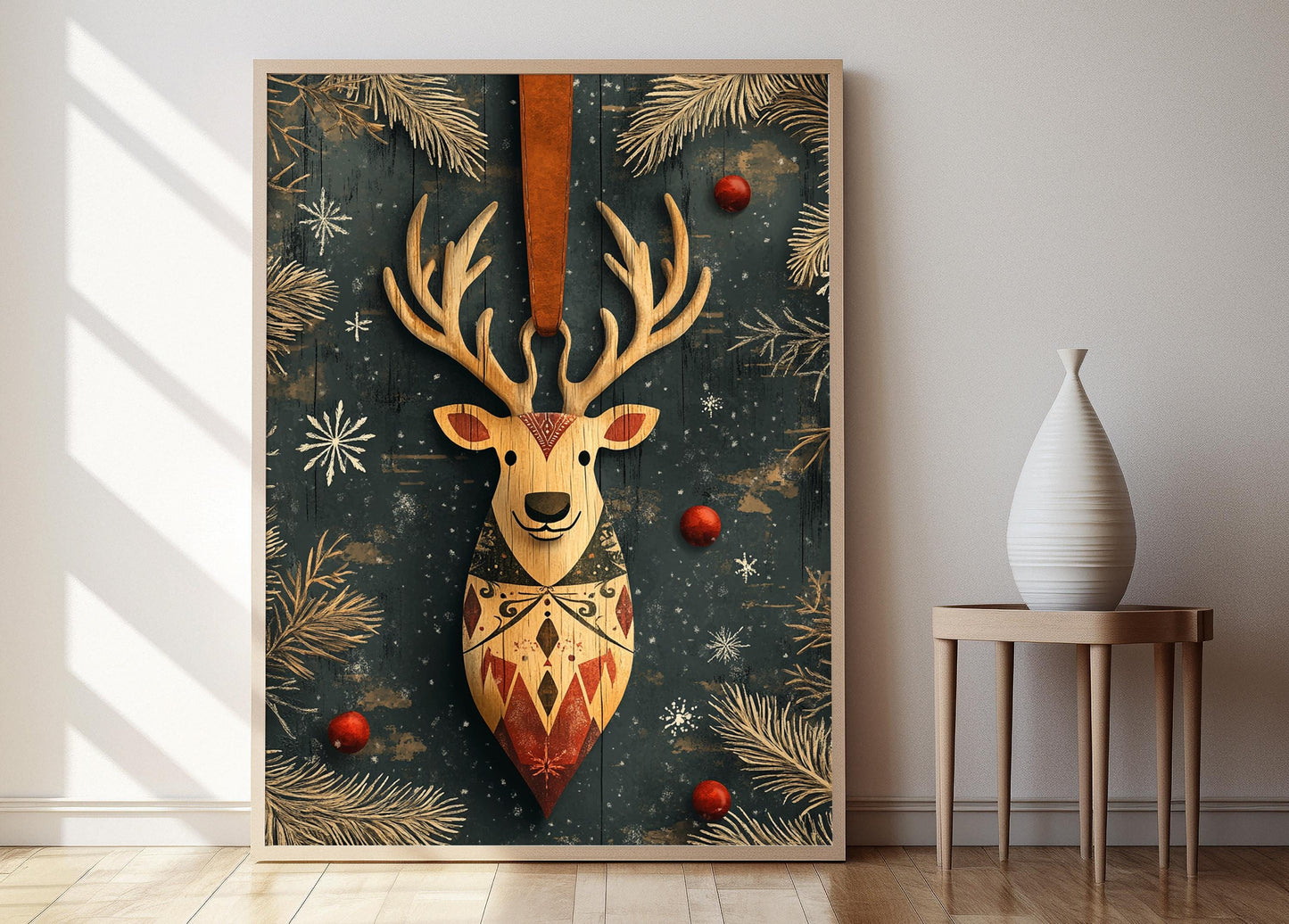 Affiche Ornement en Bois Yakut – Poster Décor Indigène Sibérien