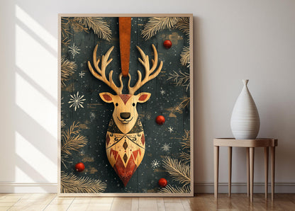 Affiche Ornement en Bois Yakut – Poster Décor Indigène Sibérien