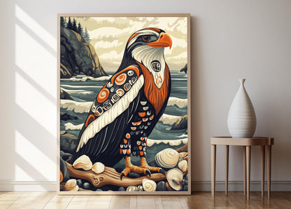 Affiche Aigle Haida – Poster Art Éléments Indigènes Côtiers