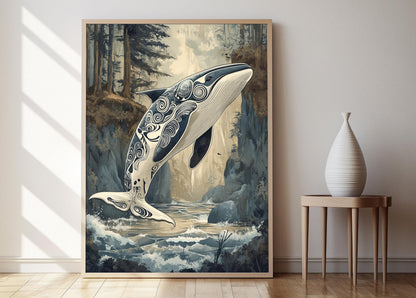 Affiche Baleine Haida – Poster Art Décor Indigène Côtier