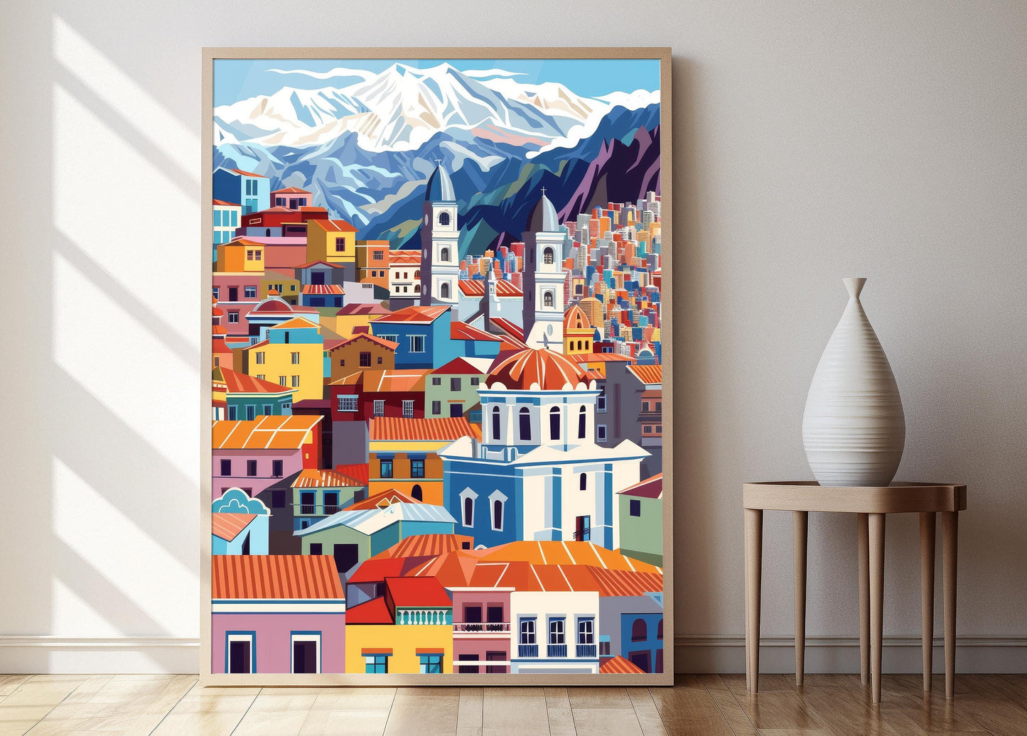 Affiche La Paz – Poster Art Urbain et Paysage Montagnard de Bolivie