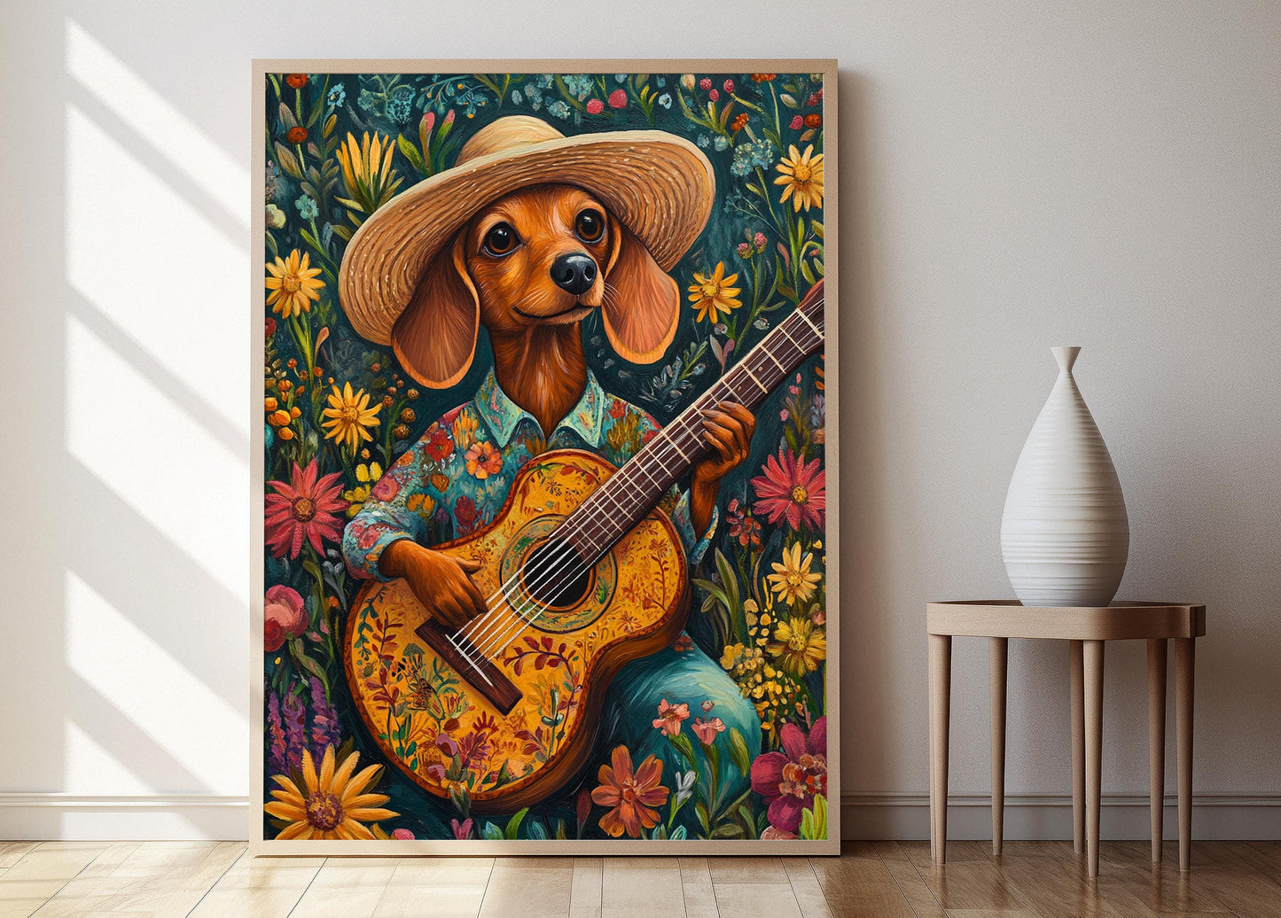 Affiche Teckel Musicien – Poster Humoristique d'Animaux en Détail