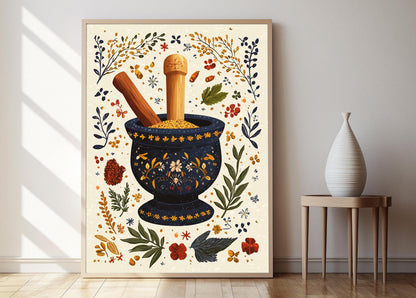 Affiche Mortier et Pilon Libanais – Art Culinaire Traditionnel