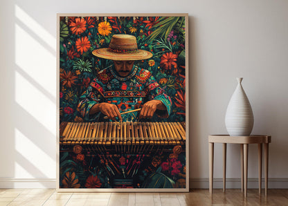 Affiche de Marimbiste Guatémaltèque – Poster de Musique Traditionnelle