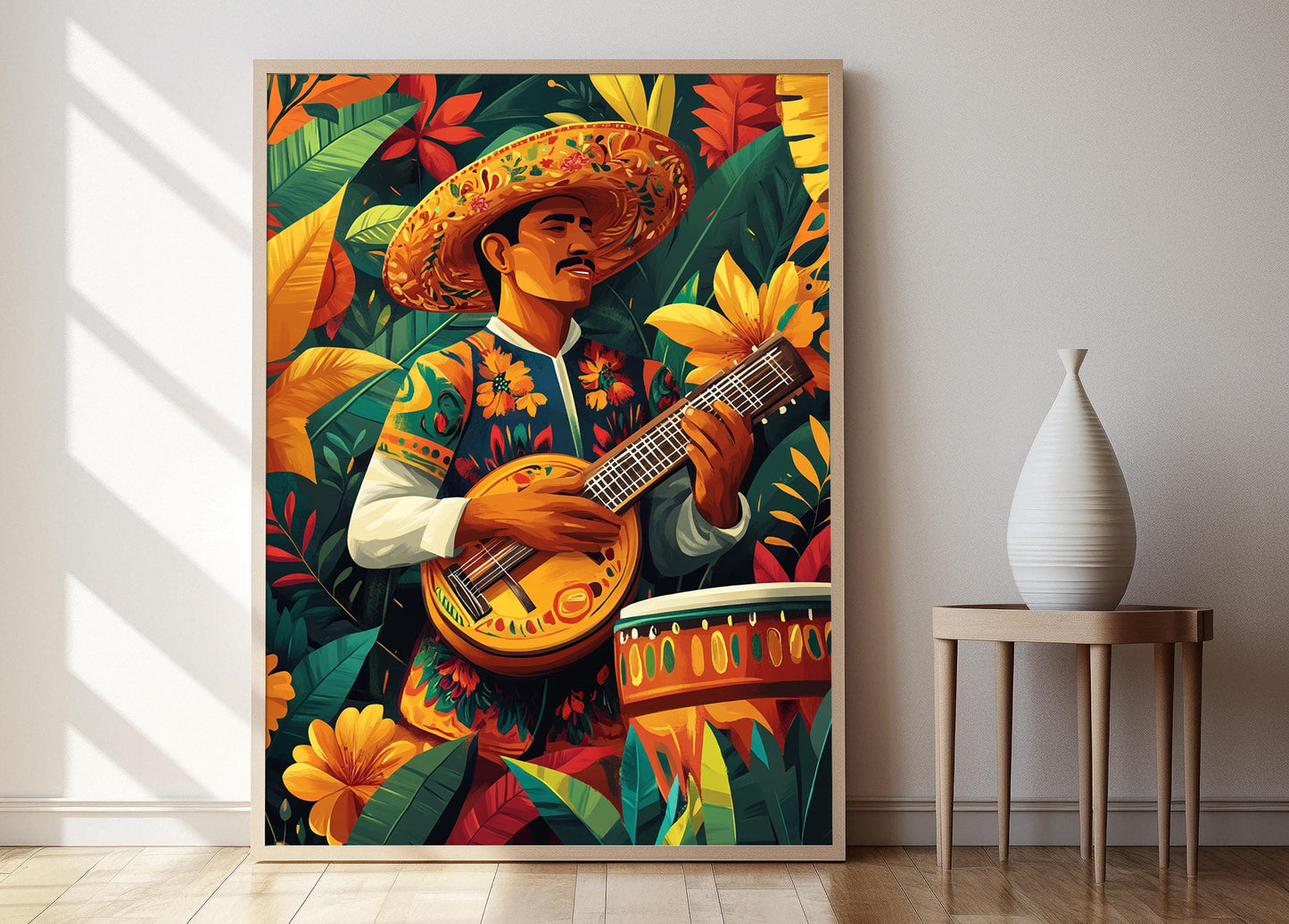 Affiche d'art de percussionniste cumbia salvadorien – Poster de musique traditionnelle