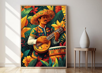 Affiche d'art de percussionniste cumbia salvadorien – Poster de musique traditionnelle