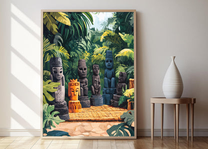 Affiche Sculpture Africaine – Illustration de Statues et Figurines Animalières