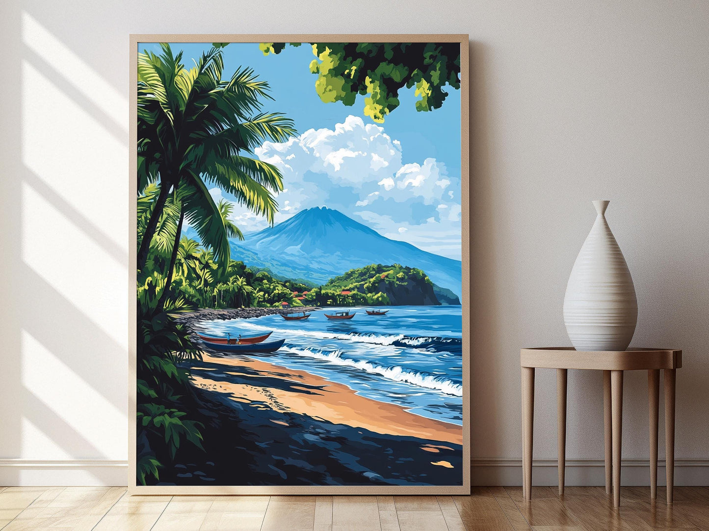 Affiche Plage Limbe – Illustration de Mont Cameroun et Sable Noir