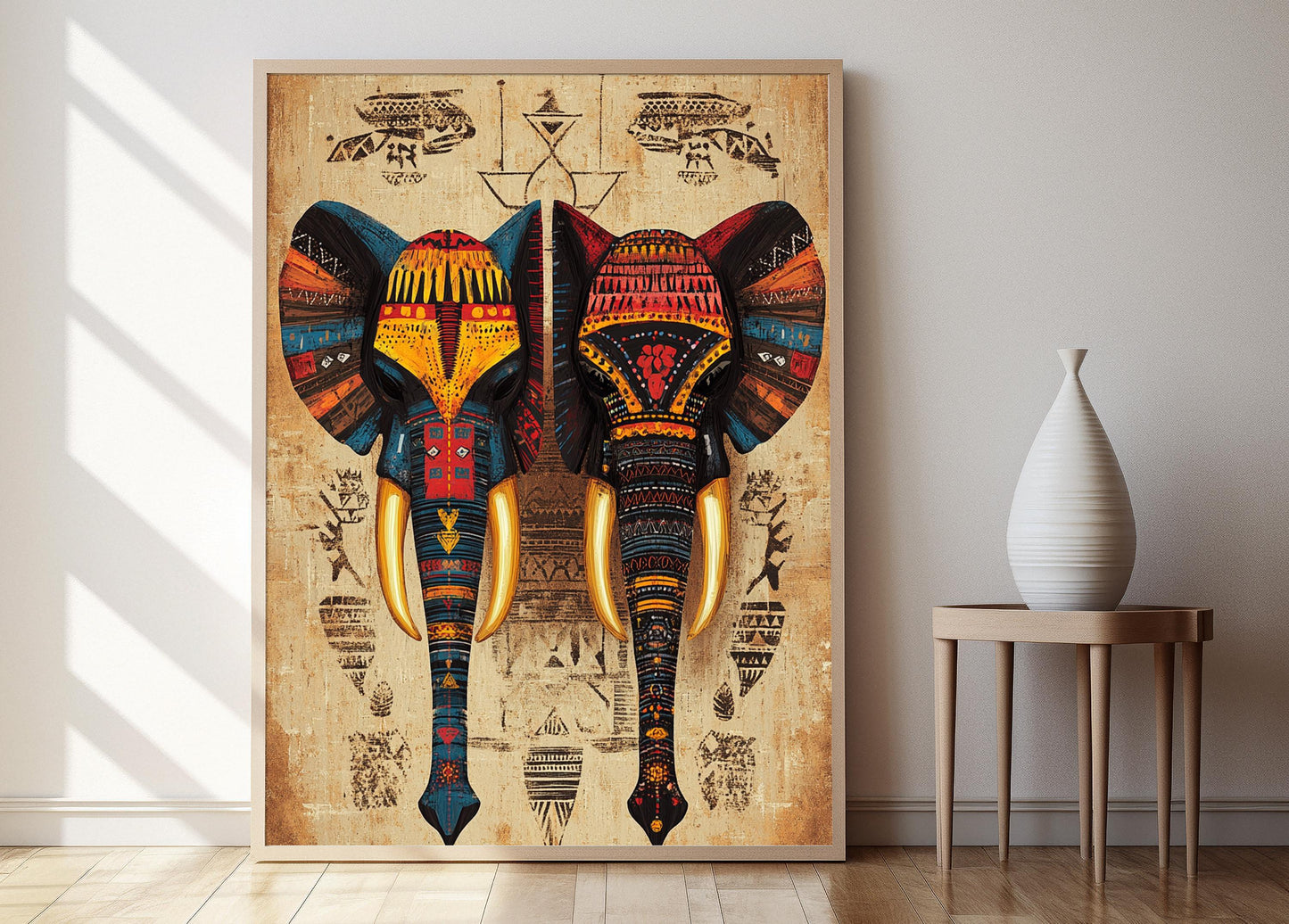 Affiche Masque Éléphant Bamileke – Illustration Art Tribal Camerounais