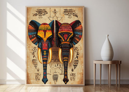 Affiche Masque Éléphant Bamileke – Illustration Art Tribal Camerounais