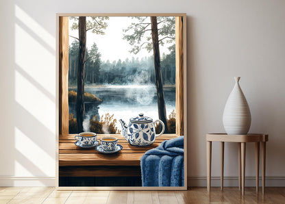 Affiche Sauna Finnois – Poster Art de Thé au Bord du Lac