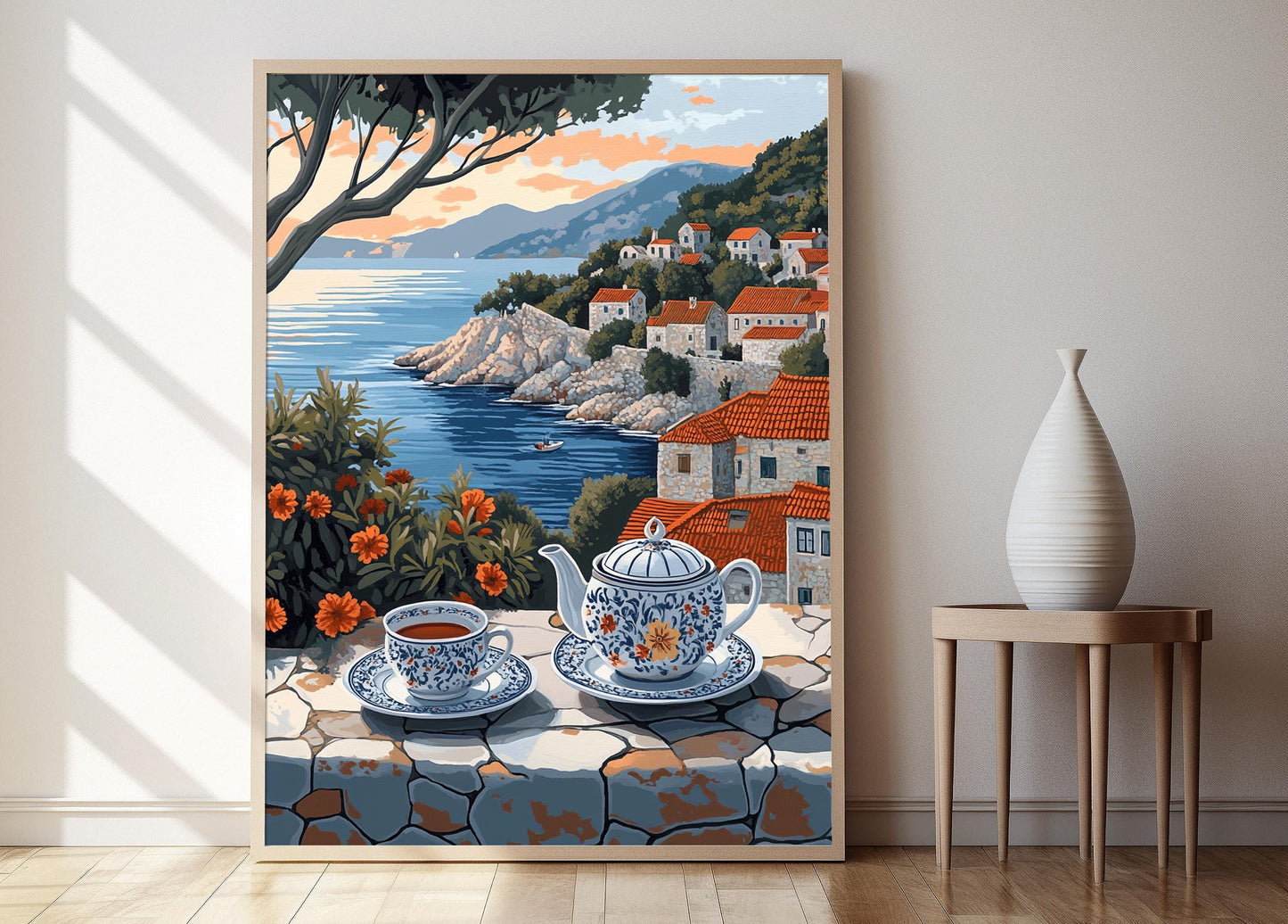 Affiche de Thé Croate – Poster Décor Terasse Côtière Dalmatienne