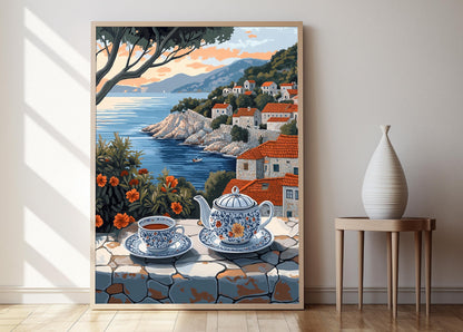 Affiche de Thé Croate – Poster Décor Terasse Côtière Dalmatienne