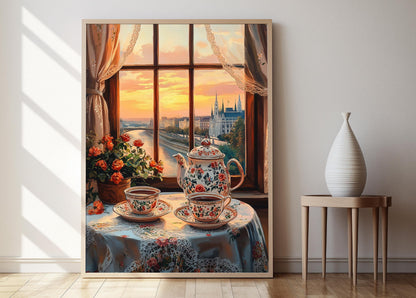 Affiche Ensemble de Thé Hongrois – Poster Décor Appart’ à Budapest