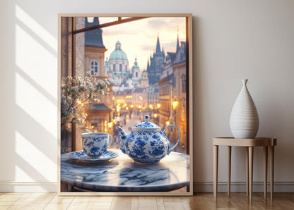 Affiche Café de Prague – Poster Art sur le Service à Thé Tchèque