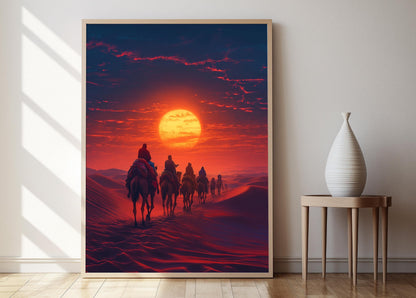 Affiche Route Commerciale du Mali – Illustration de Caravanes du Désert