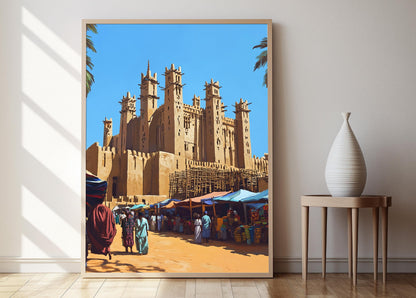 Affiche Mosquée de Djenné – Poster Architecture en terre crue du Mali