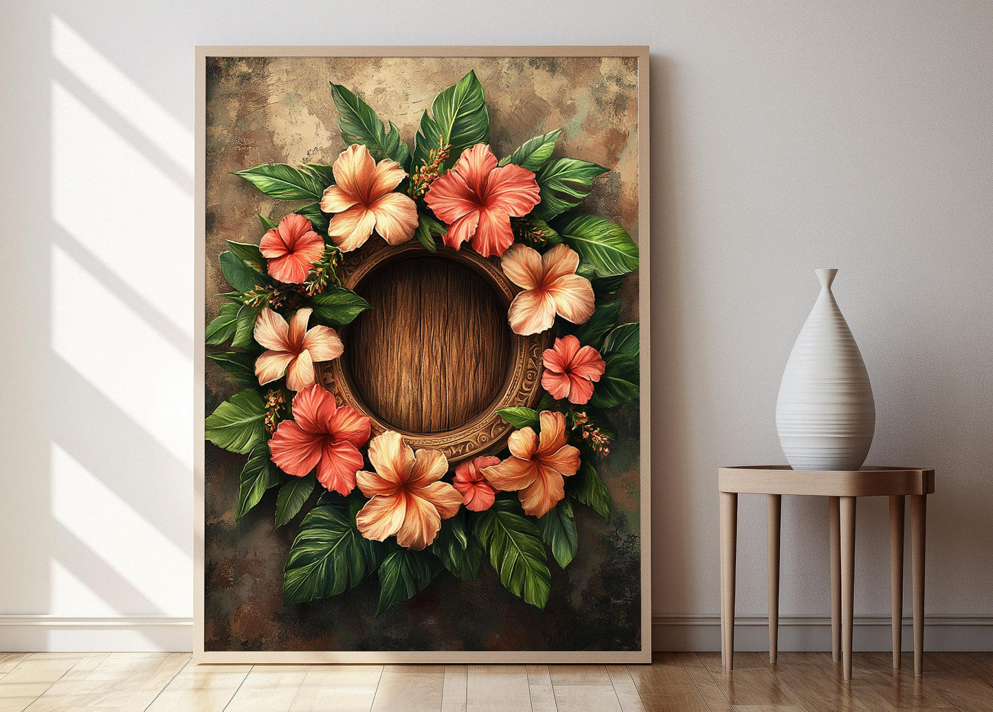 Affiche Couronne de Fleurs Tiaré – Art Tropical pour Décor Insulaire