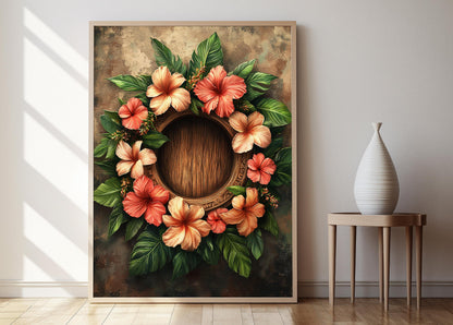 Affiche Couronne de Fleurs Tiaré – Art Tropical pour Décor Insulaire